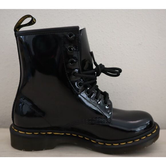 Dr Martens 11821 Women Sz 8 Black Patent Leather 1460 Lace-Up Combat Boots - Picture 10 of 15